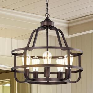 20" Oil Rubbed Bronze Chandeliers for Dining Room, 5 Lights Farmhouse Dining Room Light Fixtures for Dining Room Kitchen Island Entryway Stairwell