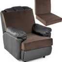 HOMBYS Foam Lumbar Support Pillow for Recliner with Recliner Chair Seat Cushion-Thick Seat Cushion for Elderly with Long Back Support, Extra Large & Non-Slip, Brown, 20"x20"x4"+21"x20"x2.8"