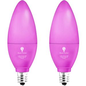 2 Pack BlueX LED Pink Light Bulb - 4W (40Watt Equivalent) - E12 Base Pink LED Bulb, Party Decoration, Porch, Home Lighting, Holiday Lighting, Chandelier Light Bulbs, Candelabra Bulbs