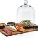 Libbey 4-Piece Acaciawood Cheese Board Set, Round Charcuterie Board with Glass Dome, Knife and Bowls, Charcuterie Boards Gift for Weddings, Parties