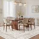 Madane Washable 7x9 Area Rugs for Living Room,Soft Natural Rug Brown/Ivory | Non-Slip Backing, Stain Resistant Vintage Throw Rugs Low Pile Thin Carpet for Bedroom Dining Room Farmhouse 7'x9'