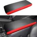 Car Center Console Armrest Cover for Toyota Camry 2025 2026 Leather Anti-Scratch Central Arm Rest Box Lid Seat Cover Protector Cushion Saver Interior Accessories(Carbon Fibre+Red)