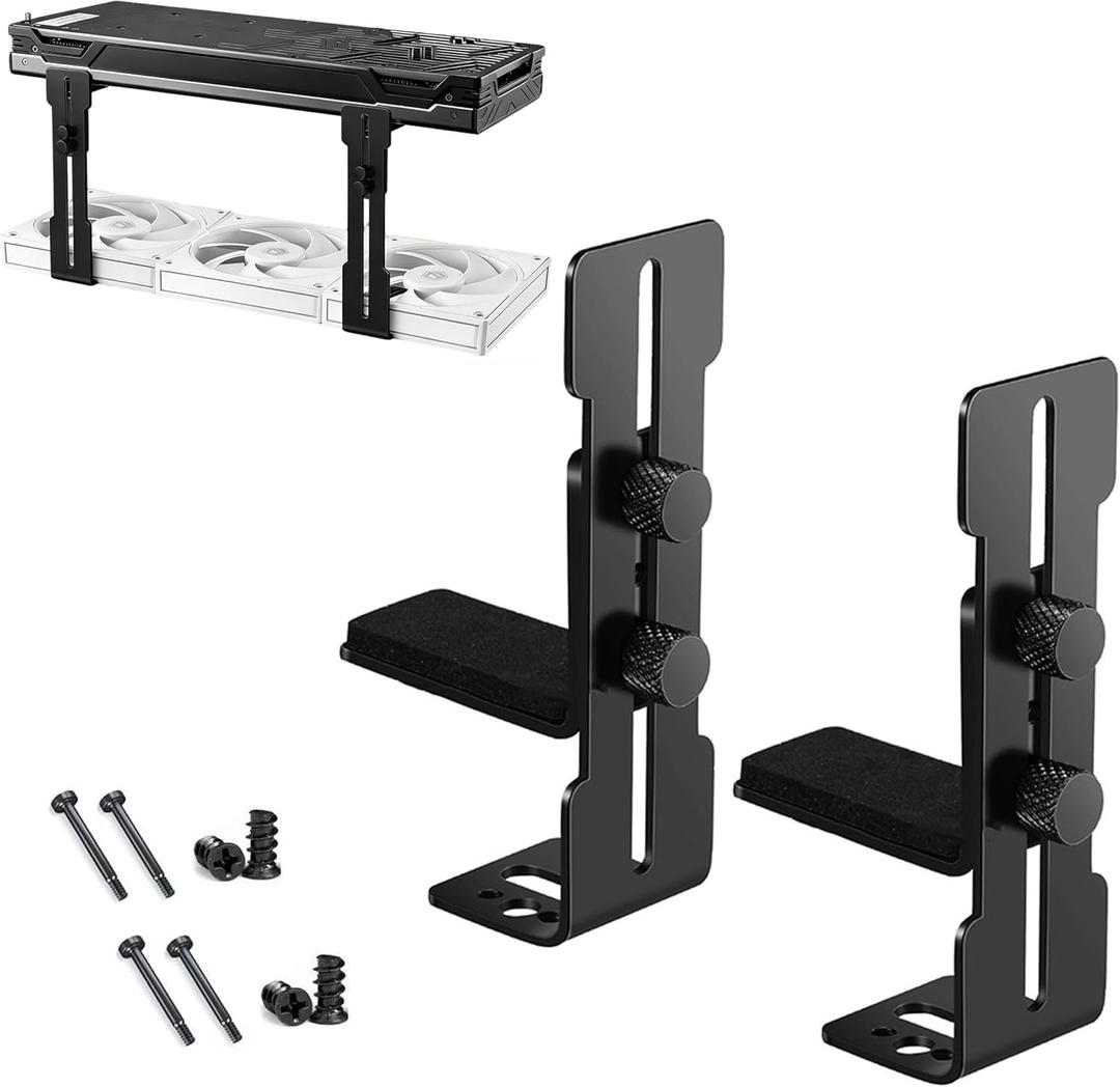 2 PCS Premium Adjustable GPU Support BracketGraphics Card Support, GPU BraceVideo Card HolderAnti Sag GPU Stand 6-96mm Vertical Mount Suitable for Most Models(Black)