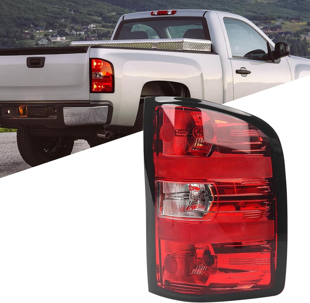 Huray Right Tail light Assembly for Chevy Silverado 2007-2013 1500 2500 HD 3500 HD OE Style Rear Brake Lamp 25958483 GM2801207 (Right) (Right (Passenger Side), Black Trim)
