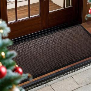 Mibao Front Door Mat, Heavy Duty Durable Welcome Mat for Outdoor Indoor, Dirt Trapper Waterproof Super Absorbent Door Mat for Entryway Outside Patio Porch, 47" x 24", Coffee (2' x 3'11" (Rectangular))