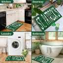 St. Patricks Day Door Mat - Happy St. Patricks & Tiny Shamrock Print Non Slip Low Profile Porch Patio Entrance Front Doormat for Irish Home Decor 17" x 30"