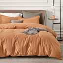 Bedsure Duvet Cover Queen Size - Soft Double Brushed Bedding Set for Kids & Adults, Zipper Closure, 3 Pieces, Includes 1 Duvet Cover (90"x90") & 2 Pillow Shams, NO Comforter, Burnt Orange