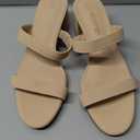 DREAM PAIRS Women's Two Strap Open Toe Low Block Chunky Heels Sandals Dress Pumps Casual Summer Mules Shoes, Size 8.5, Nude-nubuck