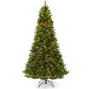 8 FT Artificial Xmas Tree with 1498 PVC Branch Tips 880 Warm White LED Lights