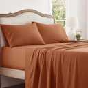 Aormenzy Extra Deep Pocket Full Sheets - 4 Piece Pumpkin Orange Bed Sheet Set - Fits Mattress 18-24 Inches Deep - Ultra-Soft Microfiber Extra Deep Sheet Sets for Women, Men, Kids & Teens