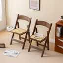 Wooden Folding Chair with Soft Cushion, Simple and Stylish, Comfortable and Durable, Suitable for Weddings, banquets and Events,Classic-Fruitwood, Set of 2