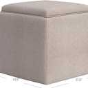 Homepop Home Decor |HomePop Storage Ottoman with Tray Top|Upholstered Modern Square Storage Ottoman with Storage for Living Room & Bedroom, Light Brown Woven, 17.5"D x 17.5"W x 17.5"H