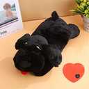 3T GROUP Puppy Stuffed Animal with Heartbeat Toy for Dog Heartbeat Toy Sleep Aid for Puppy Essentials Anxiety Toys Behavioral Training Relief Calming Plush Pillow (Black)