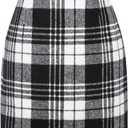 IDEALSANXUN Womens High Waist Plaid Skirt Bodycon Pencil Wool Mini Skirts (Black, XS)