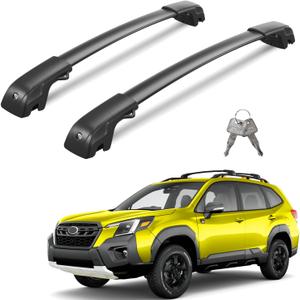 Wonderdriver 300lbs Lockable Roof Rack Cross Bars Compatible with Subaru Forester Wilderness 2022-2026,Heavy Duty Aluminum Roof Rails Crossbars Black Rooftop Cargo Carrier Luggage