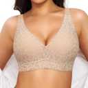 Popilush Wireless Bras Women Seamless No Underwire Push Up Bra Supportive Deep V Bralette Everyday Comfortable T-Shirt Bra (M)