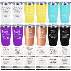 12 Set Employee Appreciation Gifts Bulk, Gift for Coworkers Teachers Nurses, 12OZ Inspirational Stainless Steel Tumbler Makeup Bags Pen Thank You Gifts For Women Men Team Staffs (20OZ, Exquisite)