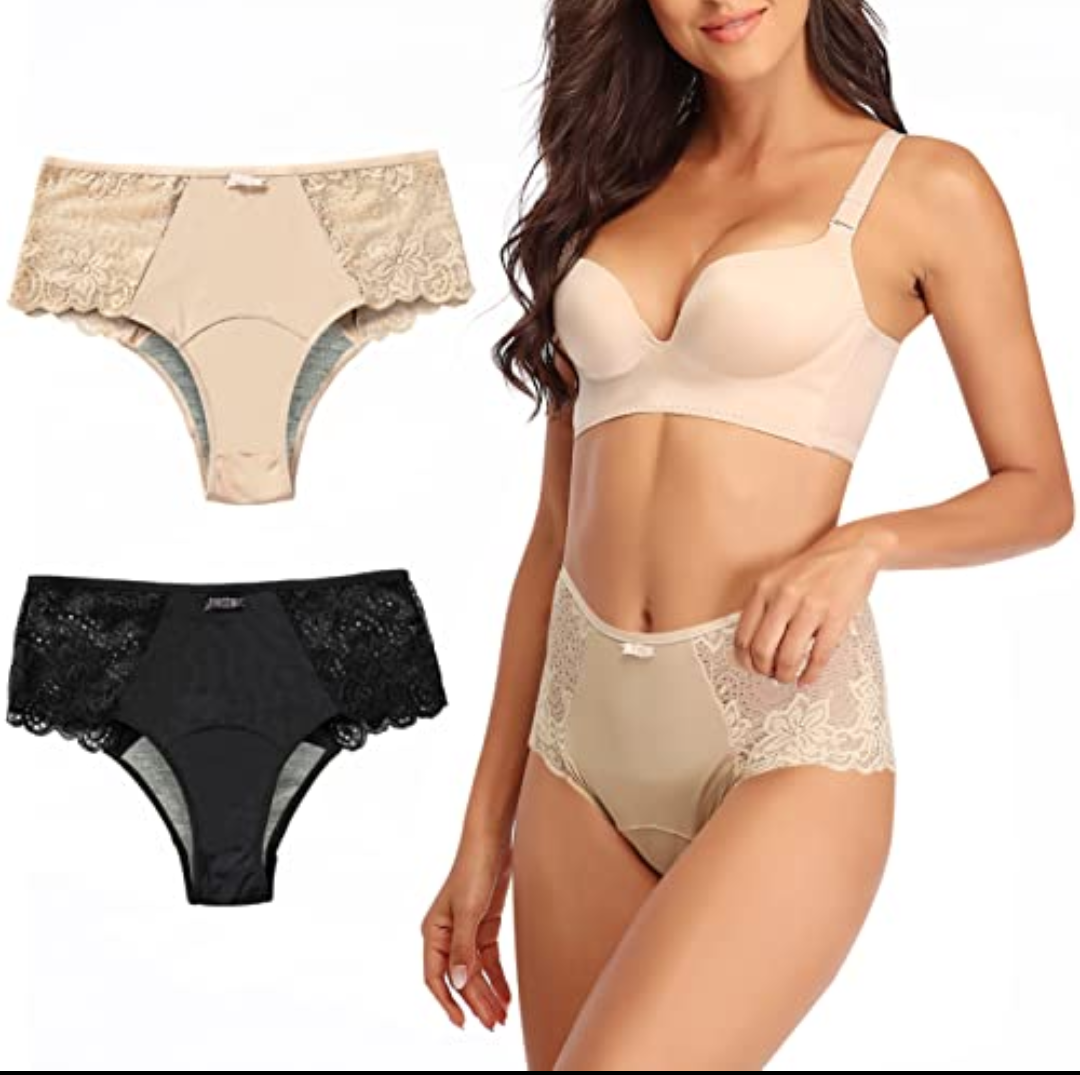 Intiflower Period Underwear for Women, Leakproof Period Panties, Lace Menstrual Underwear Breathable & Soft L