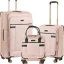 kensie Hudson Softside Spinner Luggage, Rose, 3-Piece Set (16/20/28)