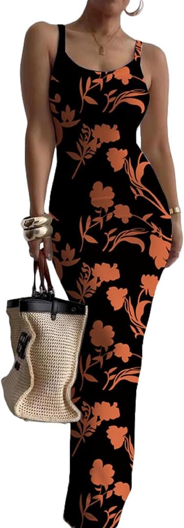 Nimsruc Women Summer Long Dress Casual Slip Sexy Slim Sleeveless Bodycon Maxi Dresses for Women 2024, Medium