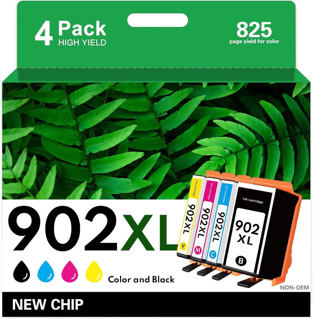 MR.INK Compatible Ink Cartridge Replacement for HP 902 XL 902XL (4 Combo Pack) to use with Officejet Pro 6978 6968 6974 6975 6960 Officejet 6951 6954 6956 6958 Printers