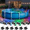 Solar Powered Pool Lights for Framed Above Ground Pools, Waterproof RGB Color Changing Light, Backyard Decor Accessories for Framed Swimming Pools, 6 Pack