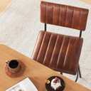 Swivel Counter Height Barstool with Back, Upholstered 26'' Counter Stool with Metal Frame, Channel Seat Back, Faux Leather Dark Brown, 26'' x2