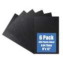 Kinlink Black ABS Plastic Sheet 8" x 12"x 0.04" Flexible Moldable Impact Strength and High Tensile 1/25" Thick (1mm) Abs Sheet, Moldable Plastic DIY Materials for Home Decor and Handicrafts, 6 Pack, Set of 2