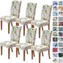 SPRINGRICO Chair Covers for Dining Room 6 Pack, Stretch Dining Chair Cover, Washable Spandex Kitchen Parsons Chair Slipcovers, Green Chair Covers for Home or Party (Set of 6, Green Garden)
