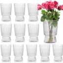 12 Pack Clear Plastic Flower Vases, 6.3" Ribbed Fluted Glass-Like Vase, Decorative Modern Ripple Hydroponic Plant Vase with Base for Table Centerpieces Home Decor Office Wedding Decoration