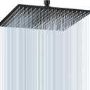 16 inch Matte Black Large Rain Shower Head - All Metal 304 Stainless Steel, Full Body Rainfall Shower with 324 Silicone Nozzles - Waterfall Bathroom Square Showerheads, Ceiling Mounted