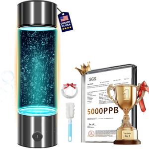2026 New Hydrogen Water Bottle-Hydrogen Concentration up to 5000 PPBSGS-Certified Hydrogen Generator2026 SPE/PEM Technology Odorless Double Hydrogen Content for Sports/Home/Office/Travel HC2 (Gray)