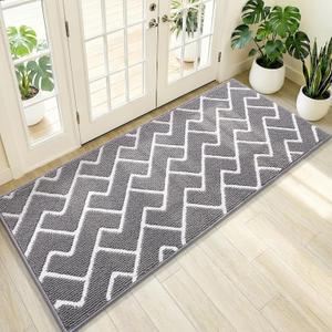 OLANLY Front Door Mat 47x23, Low-Profile Easy Clean Doormat, Grey