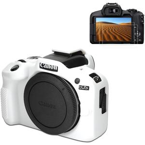 Pocoukate Case for Canon EOS R100 Camera, Soft Silicone Protective Cover Skin with EOS R100 Screen Protector Accessories for EOS R100 Mirrorless Camera Silicone Case - White