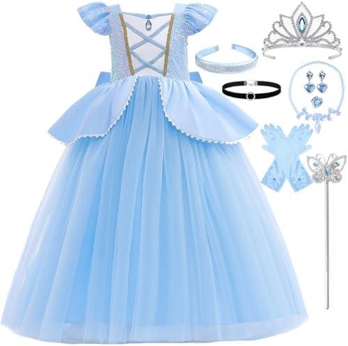 iTVTi Princess Cinderella Costume for Girls Kids Cosplay Dress Carnival Halloween Party Outfit, Size 110