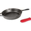 Lodge Cast Iron Skillet with Red Silicone Hot Handle Holder, 10.25-inch