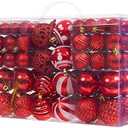 70 PCS Christmas Ball Ornaments, Assorted Shatterproof Christmas Tree Decorations, Seasonal Decorative Hanging Baubles Decor Set for Xmas/Holiday/Party, Glitter&Painting Ornament Set (Red)