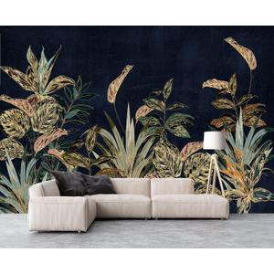 Tropical Plant Flowers and Leaves Wallpaper for Bedroom 178" x 117"