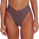 geluboao Women's Bikini Bottom Sexy V Cut High Cut Swimsuit High Waisted Bathing Suit Bottoms (Large, Coffee)