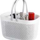 UUJOLY Plastic Organizer Storage Baskets with Handles, Shower Caddy Bins Organizer for Bathroom and kitchenWhite (1 Pack)