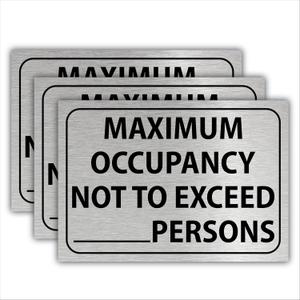 3 x Maximum Occupancy Sign 7" x 10" Self Adhesive Vinyl Stickers Decal Restaurant or Business