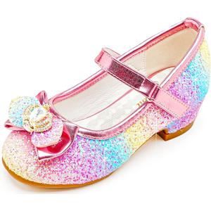 Walofou Flower Girls Iridescent Girl Shoes Princess Shoe Girls' Flat for Toddler/ Little Kid Girls' Shoes/ Big Kid (2806 Iridescent 9)