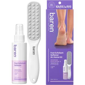 Baren Foot Callus Remover Kit |1-Min Spray & Peel |13 Naturally derived ingredients |Professional Level Gentle Removal of Dead Skin |Premium Grade Stainless Steel |3.3oz Callus Peeling Spray+Foot File
