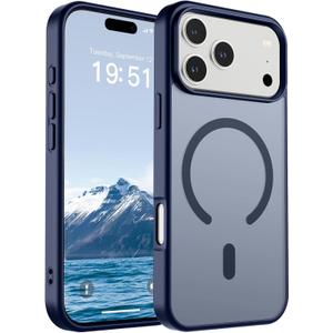 SUPFINE Magnetic for iPhone 17 Pro Max Case (Compatible with MagSafe)(Military Grade Drop Protection) Translucent Matte Shockproof with Anti-Fingerprint Phone Cover 2025,Navy Blue