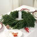Christmas Norfolk Pine Garland, 2PCS 6Ft Real Touch Artificial Pine Greenery Christmas Garlands for Table Fireplace Wall Home Indoor Outdoor Decoration