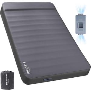 Elegear CumbreX™ Air & Foam Self Inflating Sleeping Pad, Built-in Electric Pump 4" Ultra-Thick Memory Foam Camping Mattress with Pillow Double Camping Pad 4-Season R-Value 9.5 Camp Mat (Grey, Full)