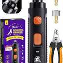 LOPSIC Dog Nail Grinder with LED Light, 2-Speed Rechargeable Dog Nail Trimmers and Clipper Kit Super Quiet Pet Dog Nail Clipper with 2 Grinding Wheels for Small Large Cats Dogs Toenail Grooming