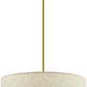 VONLUCE Modern Chandeliers, 18" Drum Chandeliers with 2-Layer Fabric Shade, 4-Light Pendant Light Fixture with E26 Bases, Light Fixture for Dining Room Bedroom Living Room, Linen Shade & Brass Finish (Brushed Gold)