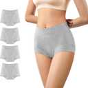Ultimate Comfort cotton underwear for women,high waisted, Full Coverage, panties for women 4 Pack (X-Large, Grey)