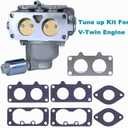 791230 Carburetor, Compatible with 407777 20-25 HP V-Twin Engine, 699709 499804 Carburetor Kit for John Deere MIA10632 LA150 LA145 LA130 L120 with Lawn Mower Air Filter